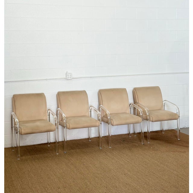 Hill Manufacturing Co. 1980s Lion in Frost for Hill Manufacturing Lucite Dining Chairs - Set of 4 For Sale - Image 4 of 14