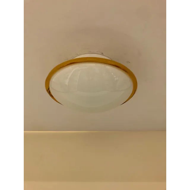 Late 20th Century Modern 1990 Murano Wall-Ceiling Lamp White-Amber For Sale - Image 5 of 12