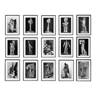 "Picasso's Sculptures" #2 Contemporary Black and White Gallery Wall of Photographs, Framed - Set of 15 For Sale