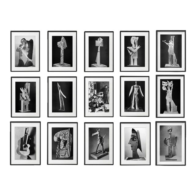 "Picasso's Sculptures" #2 Contemporary Black and White Gallery Wall of Photographs, Framed - Set of 15 For Sale