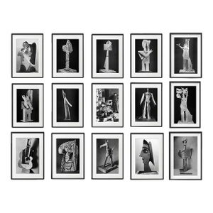 "Picasso's Sculptures" #2 Contemporary Black and White Gallery Wall of Photographs, Framed - Set of 15
