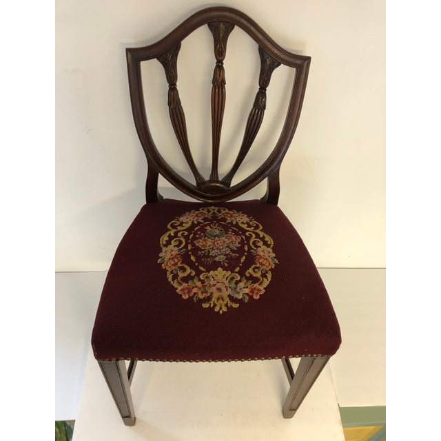 Vintage Mahogany Needlepoint American Traditional Chair For Sale - Image 4 of 10