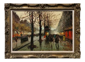 Henri Renard, French Street Scene, Oil