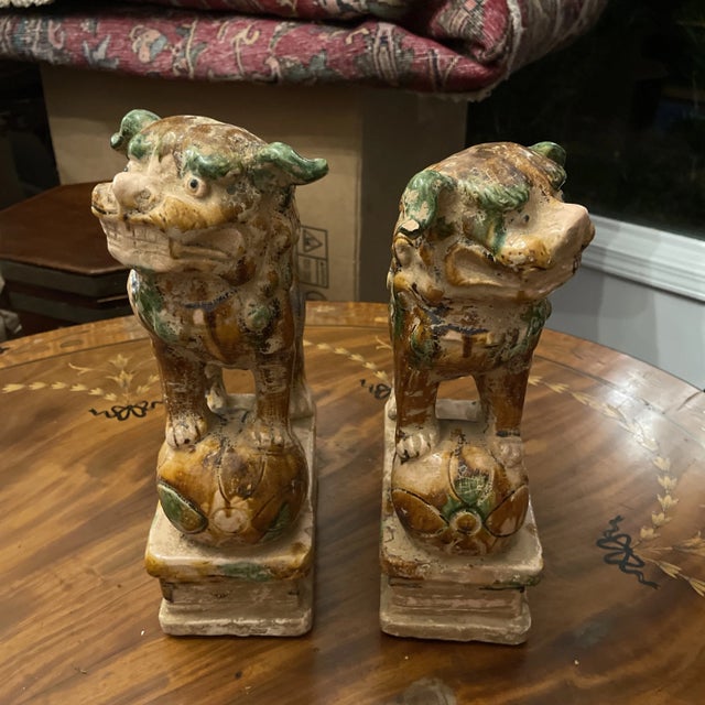 Chinese Sancai Glazed Foo Dogs - A Pair For Sale - Image 3 of 8