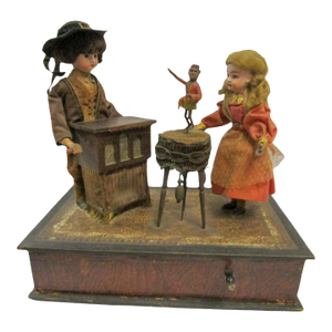Automaton German Zinner & Sohn Musical Toy W Children & Organ Grinder Monkey