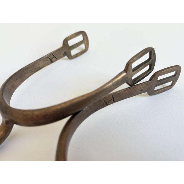1900 - 1909 Antique Brass Cavalry Spurs, a Pair For Sale - Image 5 of 9