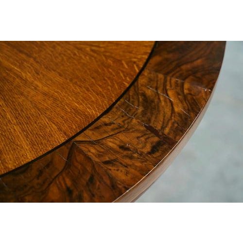 Art Deco Pedestal Table in Walnut, Oak and Brass from De Coene Frères, Belgium, 1930s For Sale - Image 11 of 14