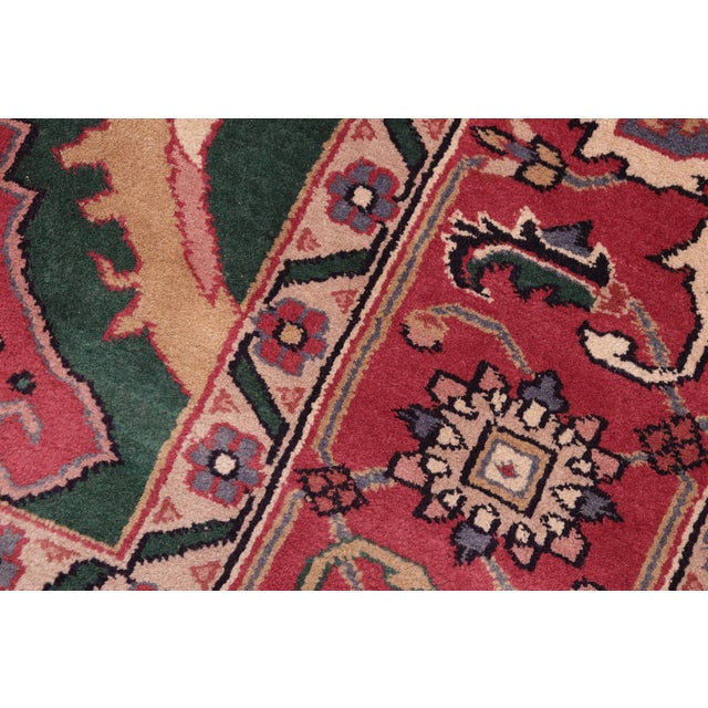 Shabby Chic Artisan Green/Rust Hand Knotted Wool Rug - 8'2'' X 9'10'' For Sale In New York - Image 6 of 9