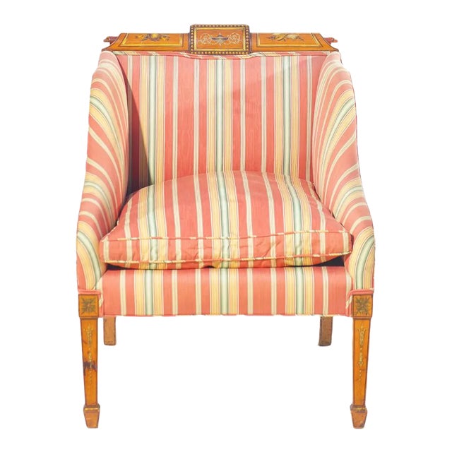 19th C. English Painted Satinwood Club Chair For Sale