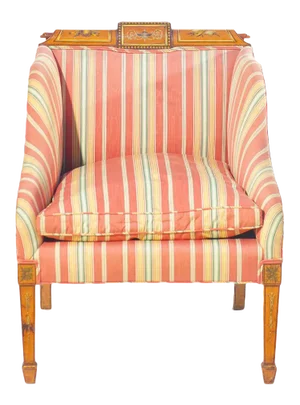 19th C. English Painted Satinwood Club Chair