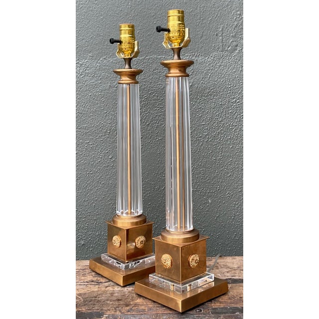 Vintage Neoclassical Glass Lamps - A Pair For Sale - Image 11 of 12