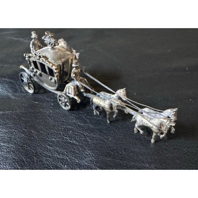 Traditional Antique European Staring Silver Miniature Horse Drawn Carriage For Sale - Image 3 of 8