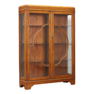 Art Deco Walnut Display Cabinet For Sale