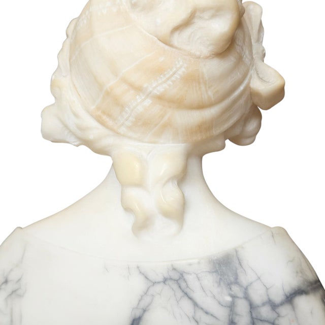 Antique Italian Polychrome Carved Alabaster Portrait Bust of a Lady For Sale - Image 14 of 15