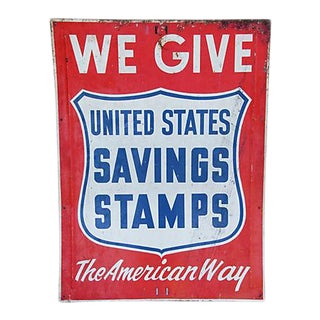 Large 1950s the American Way Metal Advertisement Sign 36" X 48" For Sale