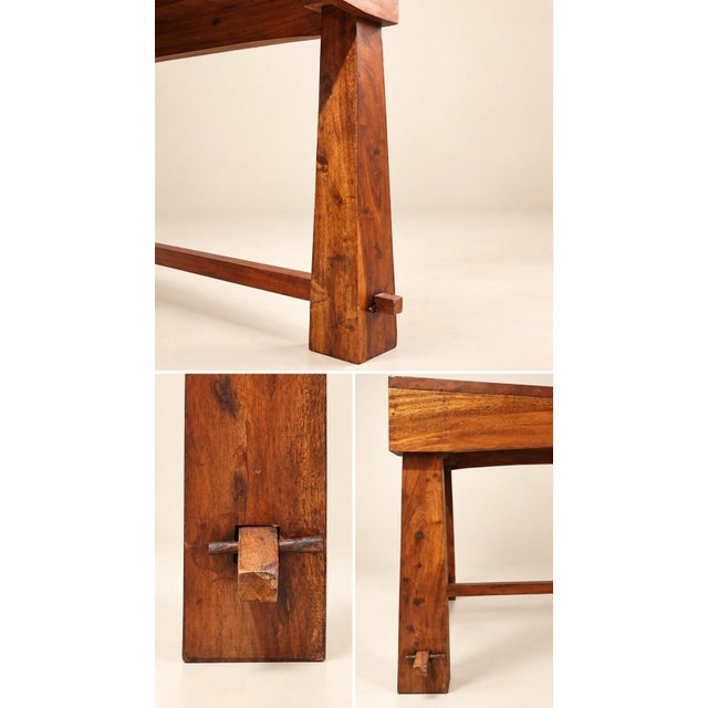 Brown Vintage Dining Table and Chairs Set in Sheesham Wood, 2000s, Set of 5 For Sale - Image 8 of 11