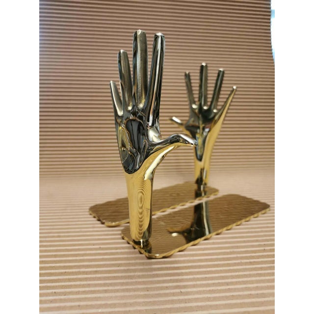 Large Carl Auböck Model #4219 'Hands' Brass Bookends - a Pair For Sale - Image 11 of 13