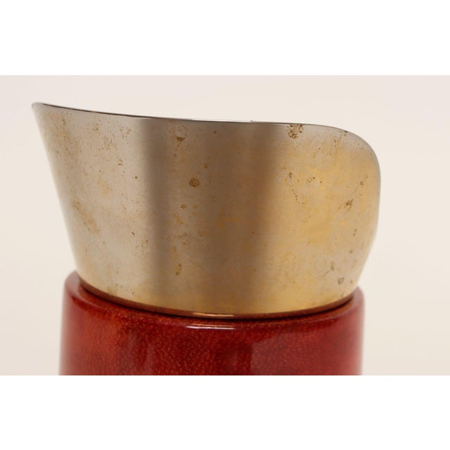 1950s Italian Modernist Pitcher in Brass and Dyed Red Goatskin by Aldo Tura For Sale - Image 10 of 18