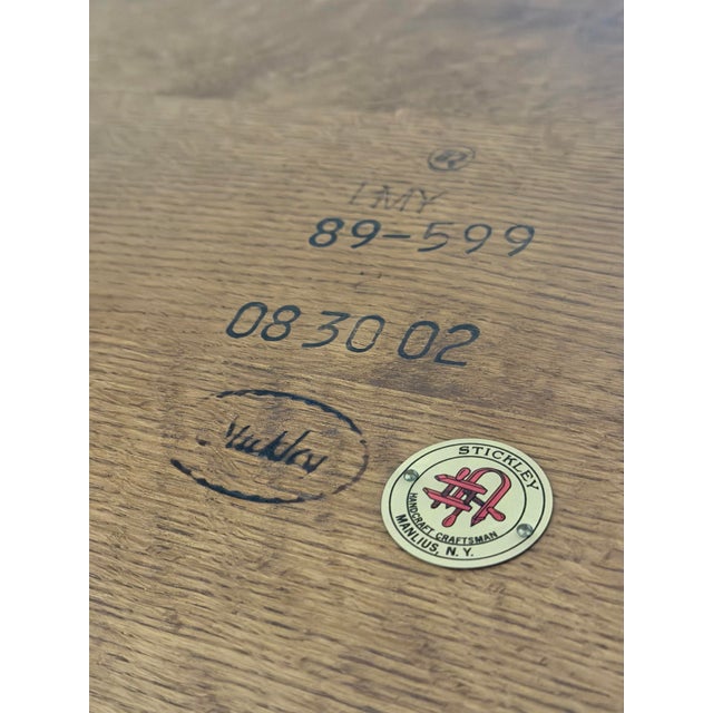 Late 20th Century Stickley Mission Collection Keyhole Trestle Oak Dining Table For Sale - Image 11 of 11