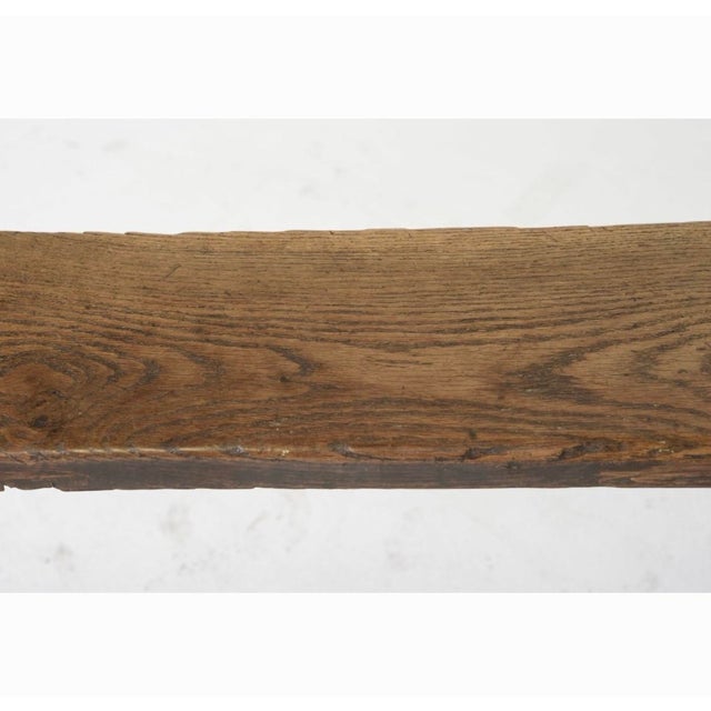 19th Century French Pair of Solid Oak Farmhouse Benches For Sale - Image 4 of 4