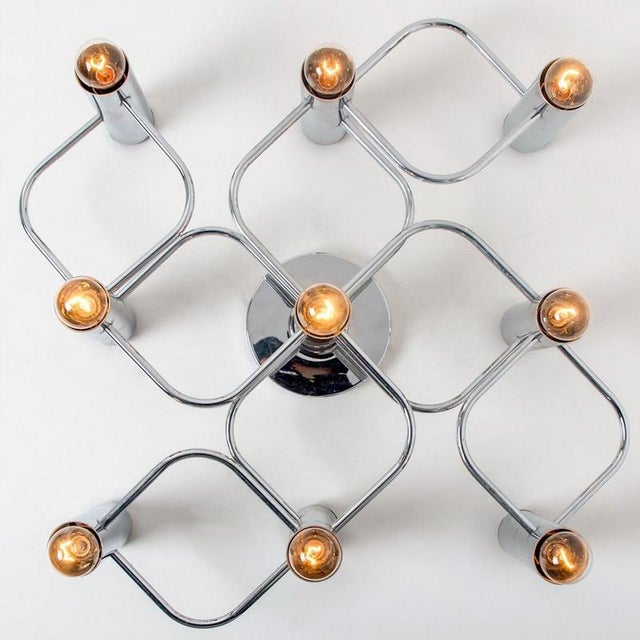 Geometric Silver Chrome Leola Flush Mount, 1970s For Sale - Image 4 of 12