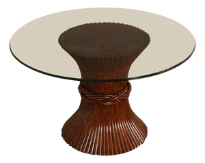 Ficks Reed Round Glass Top 'Sheaf of Wheat' Dining Table