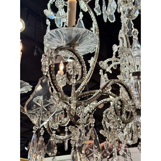 Transparent Large Italian Beaded Crystal Chandelier For Sale - Image 8 of 10