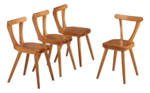 1940s Swedish Brutalist Pine Dining Chairs, Set of 4