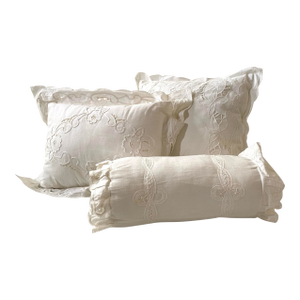 Vintage White Lace Pillows, Set of 3