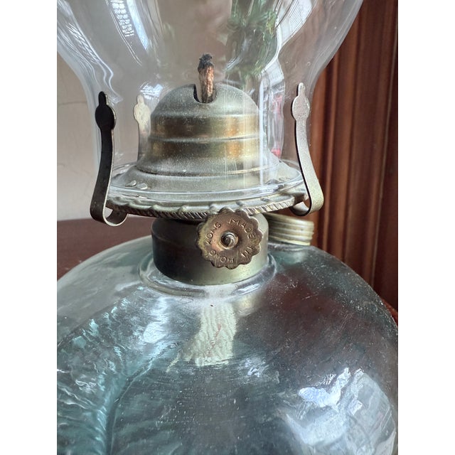Vintage Mid-Century 1960s Chamber Style Oil Lamp Hurricane Lamp For Sale - Image 11 of 13