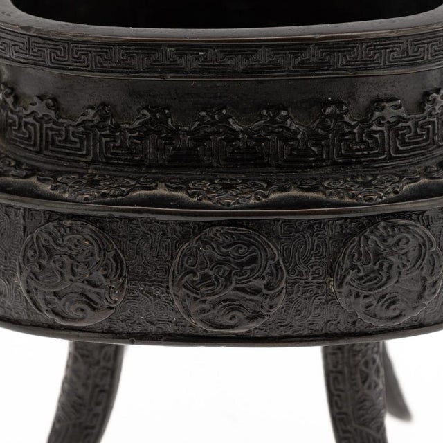 Antique Japanese Edo Style Bronze Vessel, 19th Century For Sale - Image 12 of 18