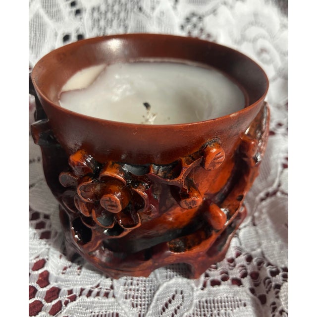 Chinese 2 Chinese Vintage Decor Hand Carved Wood Candle Holders For Sale - Image 3 of 8