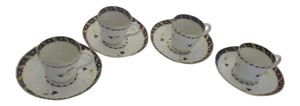 18th Century English Cups & Saucers by Bow - 8 Pieces