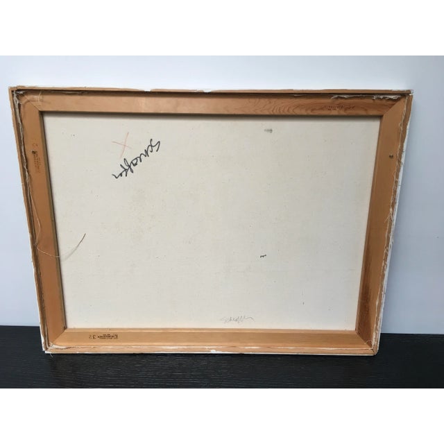 Royal Blue Large Signed Abstract Expressionist Painting by Schaeffer in Custom Silver Frame For Sale - Image 8 of 9