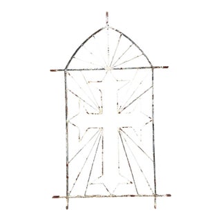 Vintage Architectural Element Metal Cross Window Grate For Sale