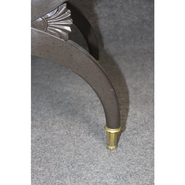 Pair French Empire Style Ebonized & Brass Mounted Upholstered Benches For Sale - Image 9 of 10