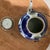 Ink Blue Antique Chinese Export Blue & White Porcelain Teapot W/Wire Bail Handles Qing Dynasty Stamped on Wood Base For Sale - Image 8 of 12