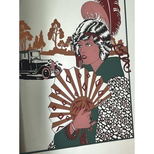 Vintage French Art Deco Au Revoir Fashion Illustration Mirror by George Barbier, 1970s For Sale - Image 10 of 14