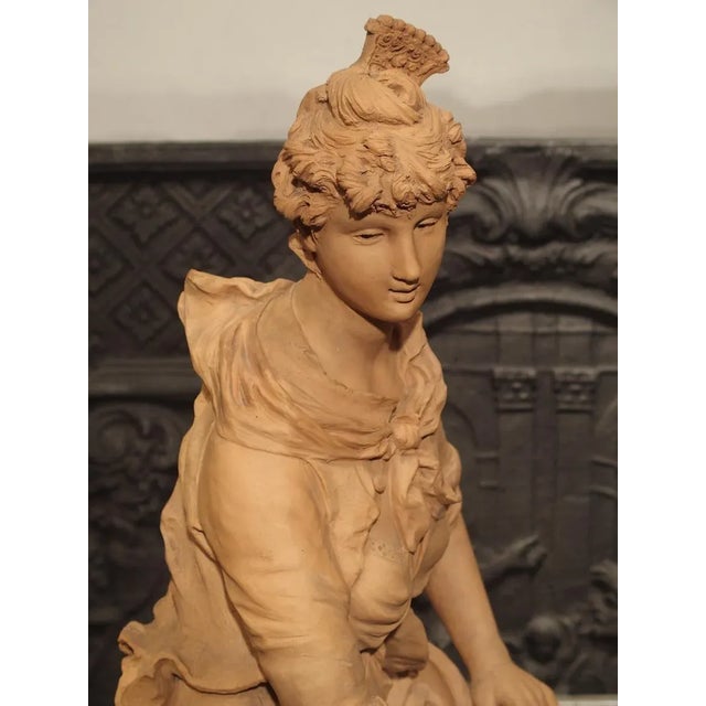 19th Century French Terra Cotta Statue of a Woman at a Fountain For Sale - Image 11 of 13