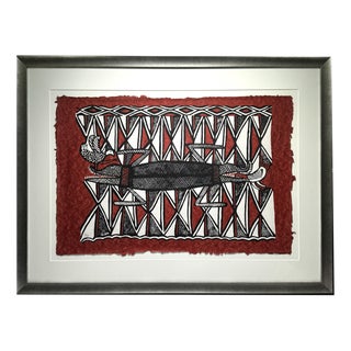 Swopa Sirigu, Two Birds and Crocodile, 2000s, Screenprint, Framed For Sale