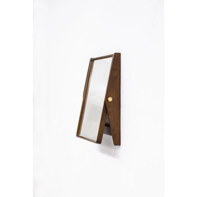 Brown Swedish Vanity Mirror, 1950s For Sale - Image 8 of 8