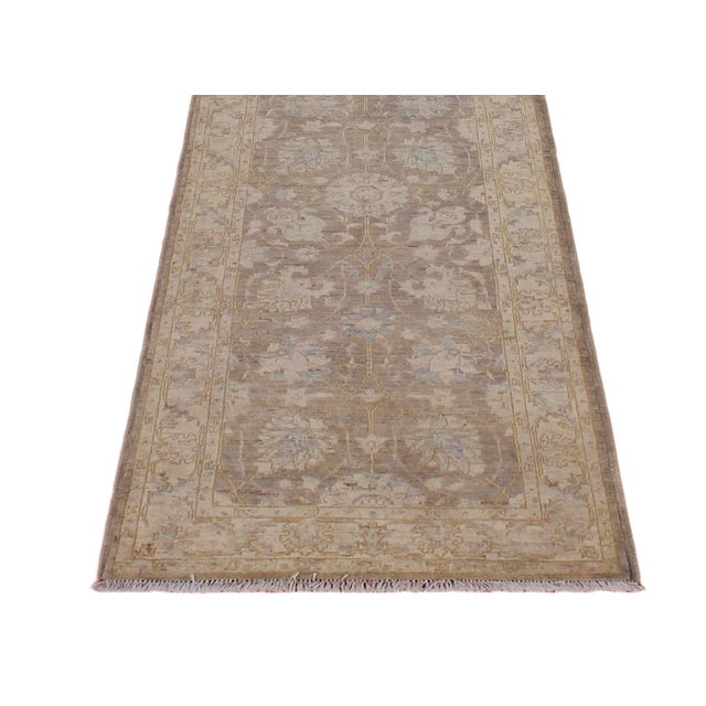 Ivory Boho Chic Ziegler 1990's Brown/Ivory Wool Runner Rug- 2'9'' X 9'10'' For Sale - Image 8 of 10