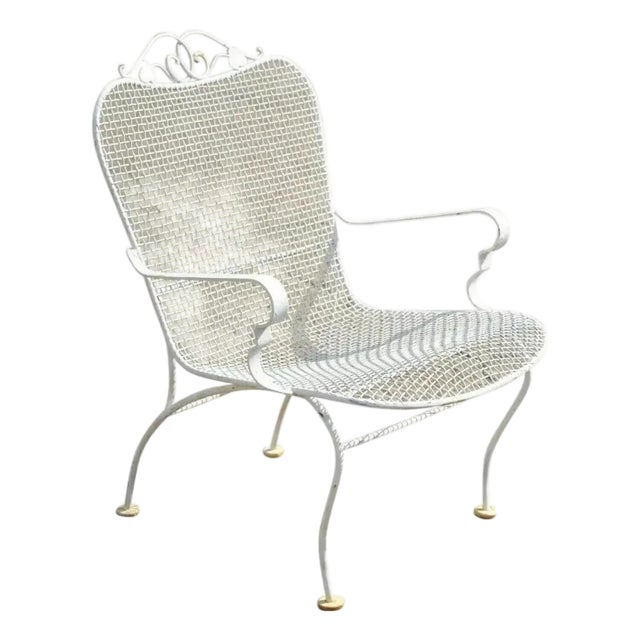 Mid 20th Century Russell Woodard Style Iron Patio Dining Arm Chair For Sale