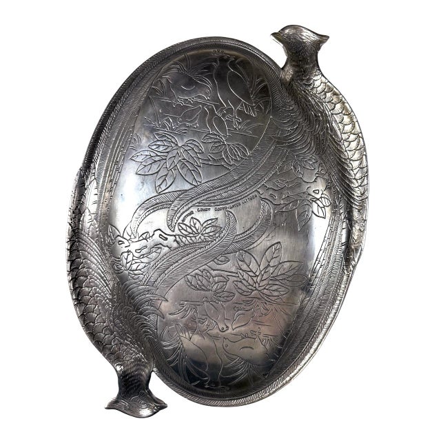 Arthur Court 1986 Arthur Court Pheasant & Quail Cast Aluminum Oval Serving Platter For Sale - Image 4 of 6