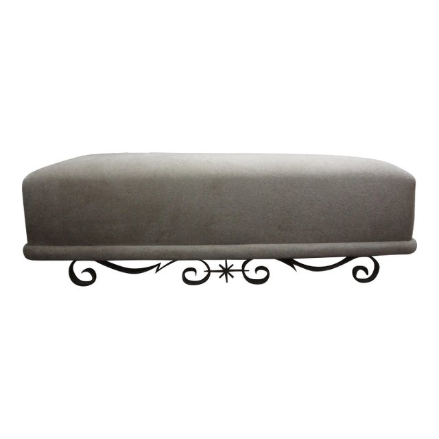 1940s French Art Deco Wrought Iron Bench Attributed to Gilbert Poillerat For Sale