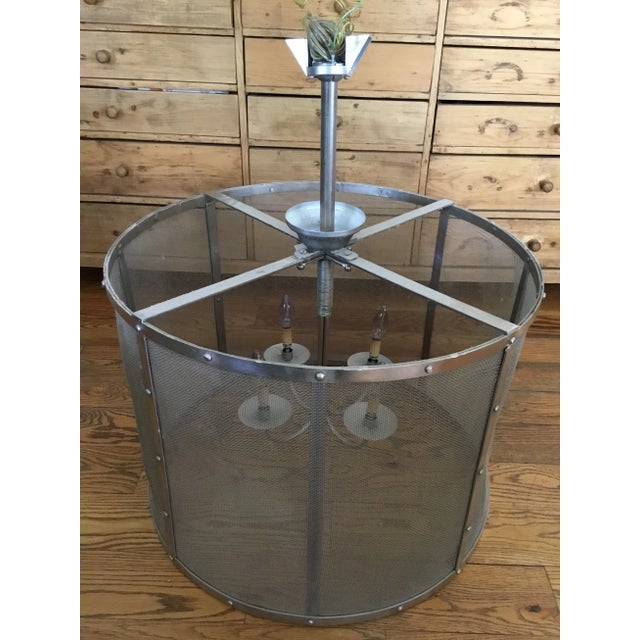 Silver Metal Cage Chandelier For Sale - Image 8 of 11