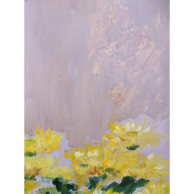 1960s Original Still Life Yellow Mum Flowers Painting Signed For Sale - Image 11 of 13