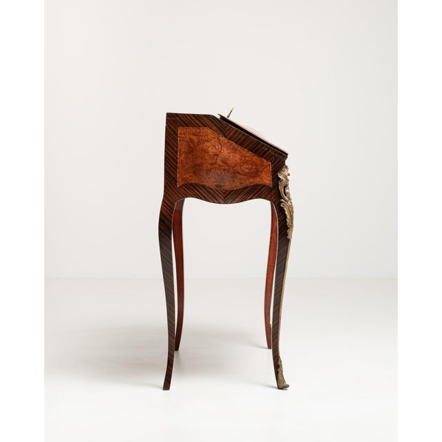 Louis XV Secretary Desk with Brass Accents, Rococo Style, France, 19th Century For Sale - Image 9 of 18