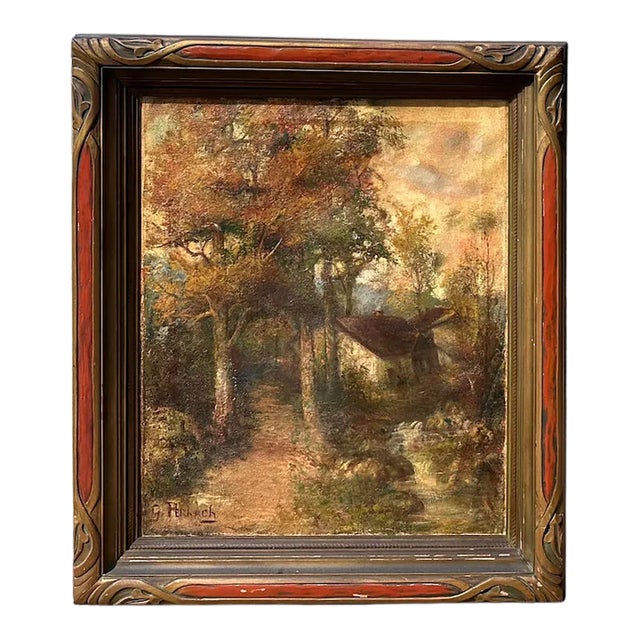 Art Nouveau Framed Impressionist Landscape Oil Painting by California Artist Count Geza S. De Perhach For Sale