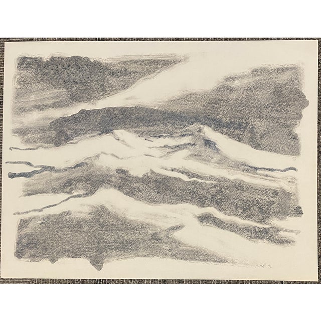 Mixed media drawing on paper of the Cascades or Olympics from the estate of Northwest School artist Neil Meitzler (1930 -...